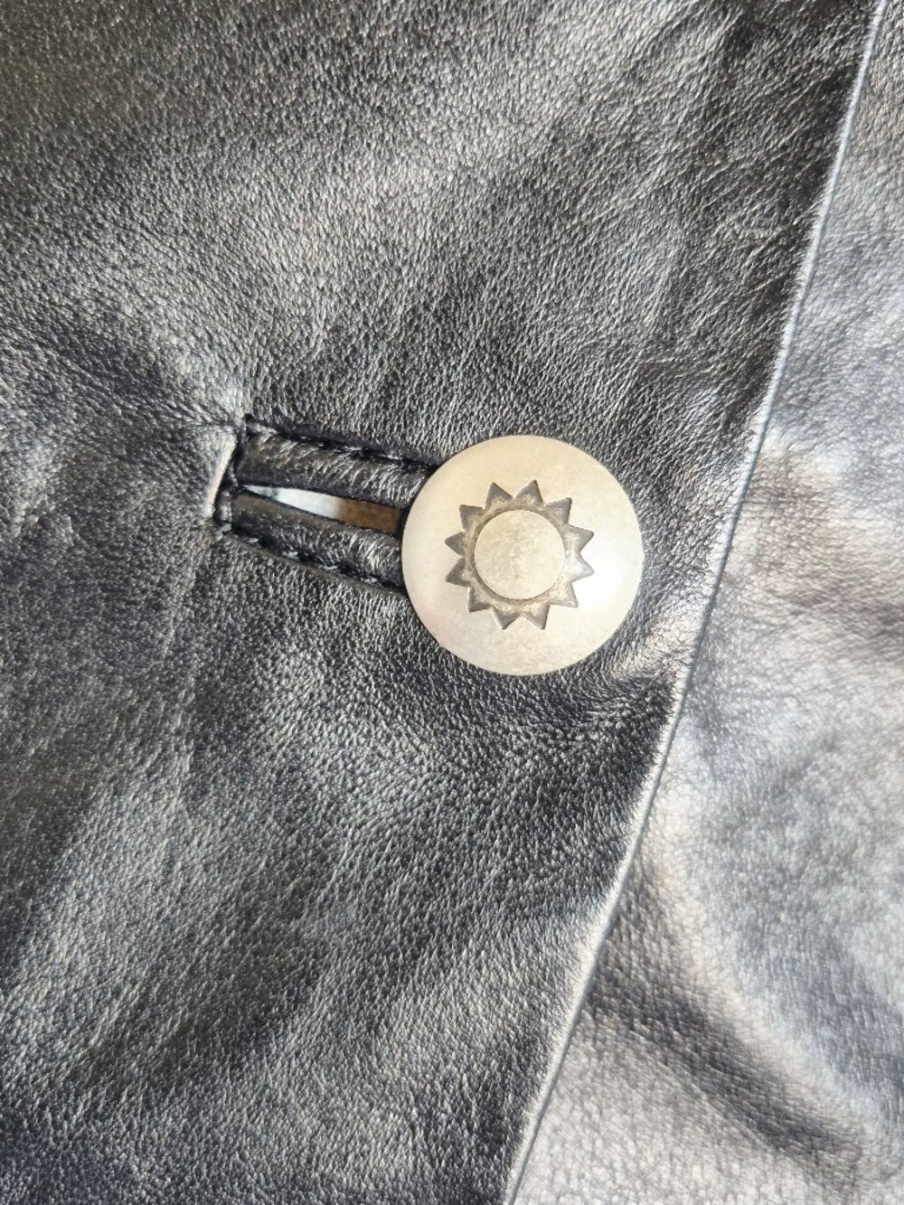 Double D Rance 100% Leather Studded Western Vest Silver Button Black - Picture 4 of 16